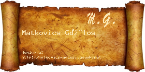Matkovics Gálos névjegykártya